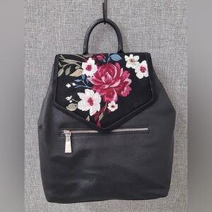 White House Black Market Black Backpack with Floral Design